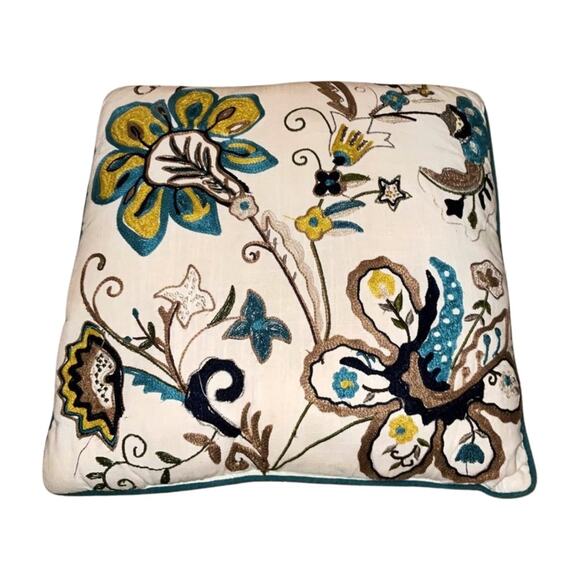 Blue And White Floral Pillow - Picture 1 of 2